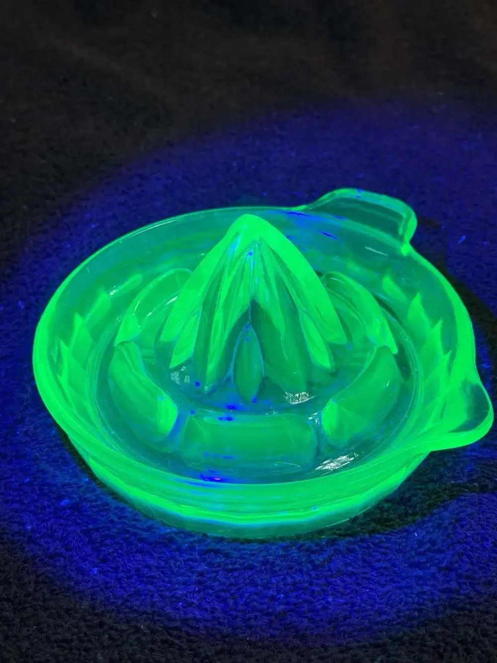 Vintage Uranium Depression Glass Creamer and Juicer Set